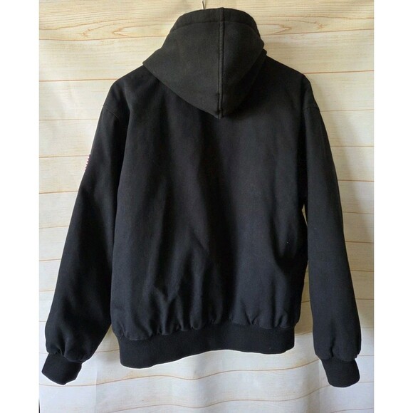 Snap On Tools Vtg XL Black Canvas Hooded Jacket Quilt Lined Workwear Hoodie Euc - Picture 7 of 11